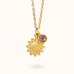 Sunflower Birthstone Necklace Gold