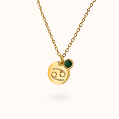 Cancer Coin Birthstone Necklace Gold