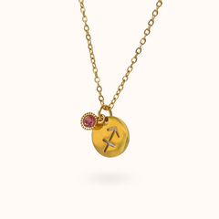 Sagittarius Coin Birthstone Necklace Gold