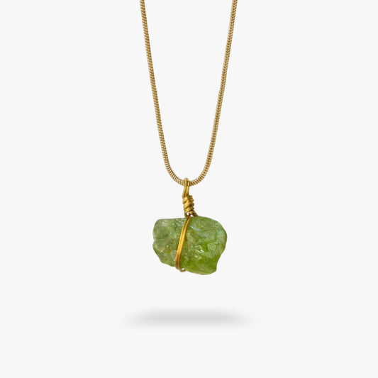 Peridot Rohstein Halskette Gold