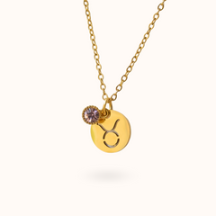 Taurus Coin Birthstone Necklace Gold