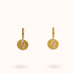 Zodiac Earrings Leo Gold