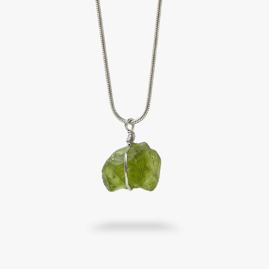 Peridot Rohstein Kette Silber