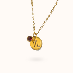 Scorpio Coin Birthstone Necklace Gold