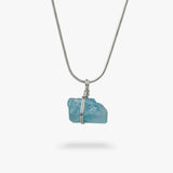 Aquamarin Rohstein Kette Silber