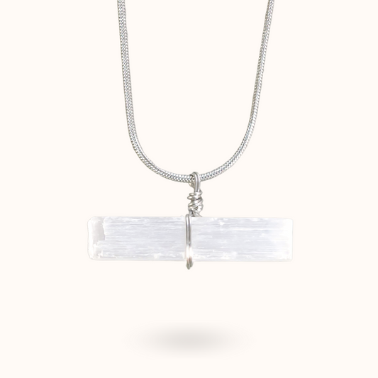 Seleniet ruwe steen ketting zilver