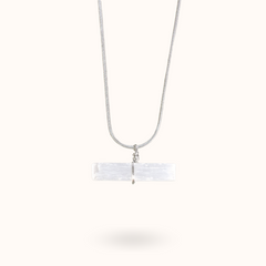 Gemstone Necklace Raw Selenite (Purity) Stone Silver