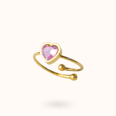 Birthstone Heart Ring October - Tourmaline