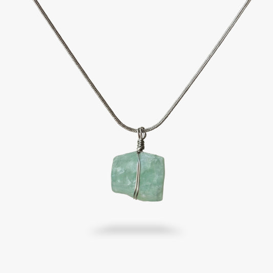 Fluorit Rohstein Kette Silber