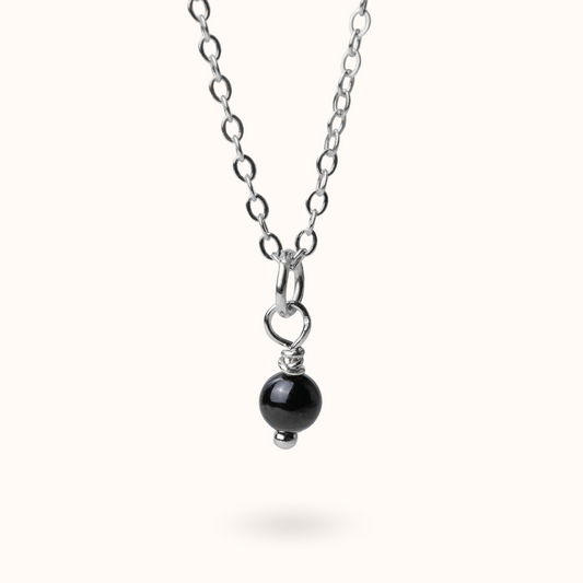 Fine Line ketting Onyx (antistress) bal zilver
