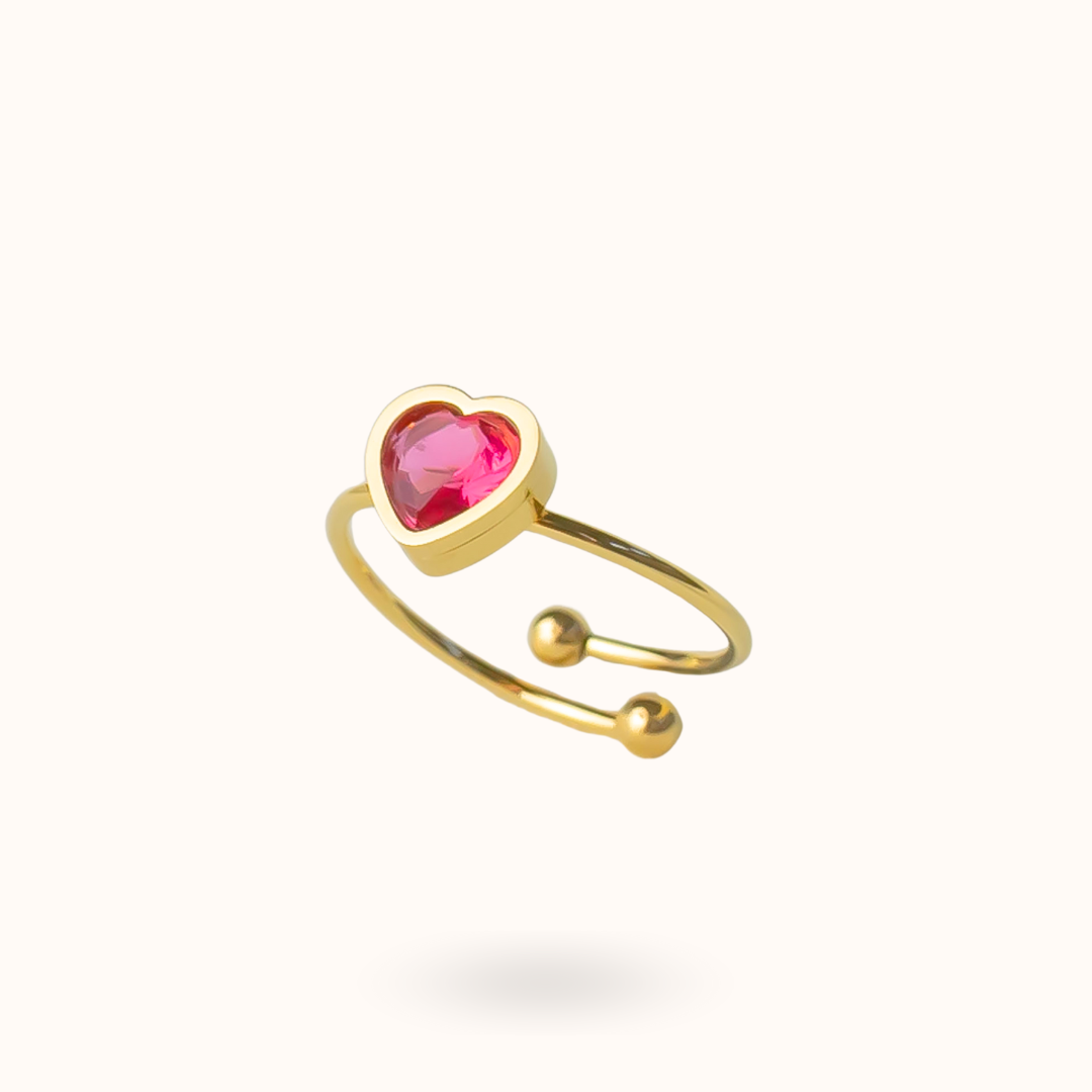 January Birthstone Heart Ring - Garnet