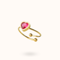 Birthstone Heart Ring January - Garnet