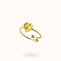 Birthstone Heart Ring November - Citrine