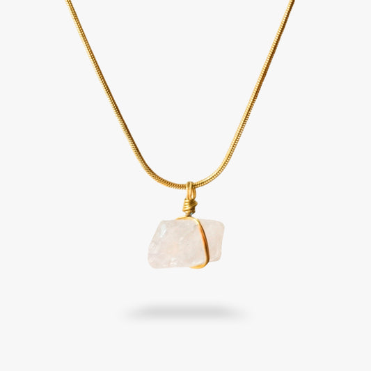 Bergkristall Rohstein Halskette Gold