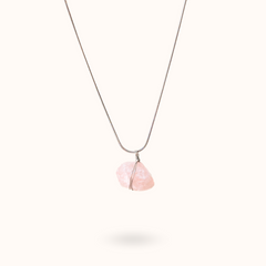 Gemstone Necklace Raw Rose Quartz (Love) Stone Silver