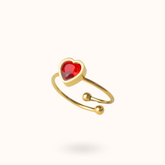 Birthstone Heart Ring July - Ruby