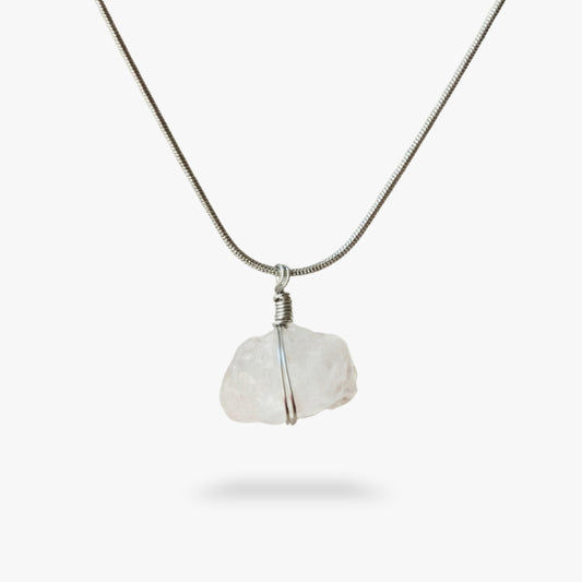 Bergkristall Rohstein Halskette Silber