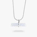 Selenite Raw Stone Necklace Silver