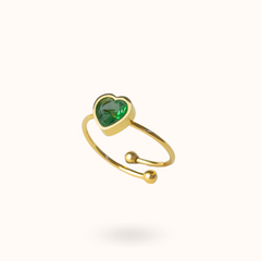 Birthstone Heart Ring May - Emerald