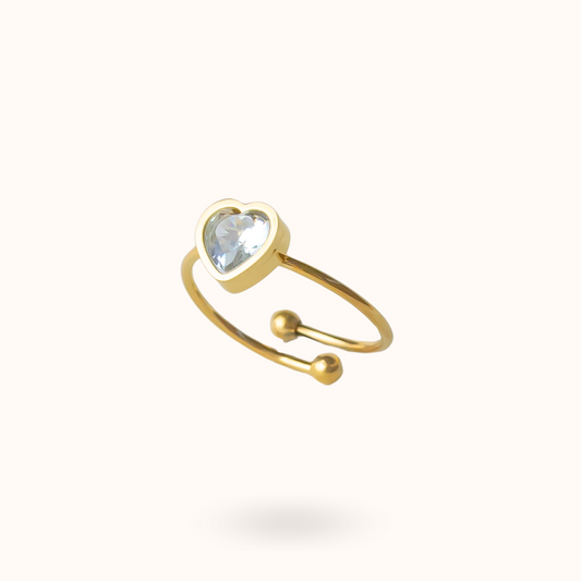 April Geboortesteen Hart Ring - Diamant