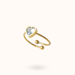 Birthstone Heart Ring April - Diamond