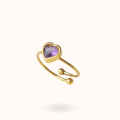 Birthstone Heart Ring February - Amethyst