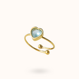 March Birthstone Heart Ring - Aquamarine