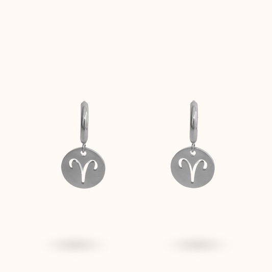 Zodiac Earrings Aries Silver