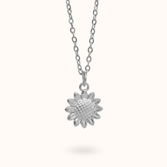 Zonnebloem ketting zilver