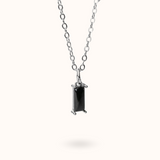 Fine Line Ketting Onyx Rechthoek Zilver