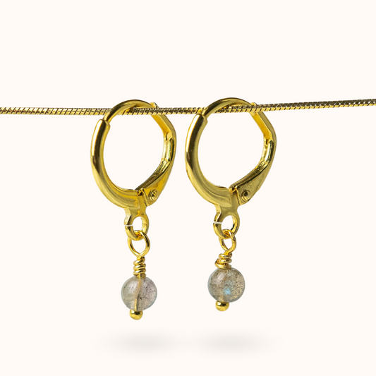 Fine Line Oorbellen Labradoriet (Bescherming) Bal Goud