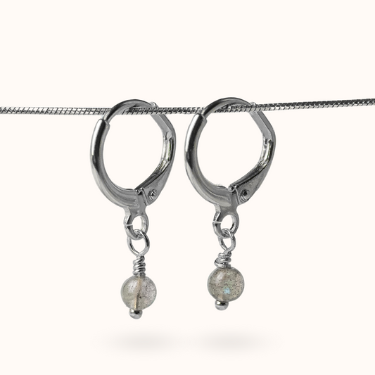 Fine Line Oorbellen Labradoriet (Bescherming) Bol Zilver