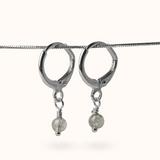 Fine Line Ohrringe Labradorit (Schutz) Kugel Silber