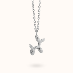 Balloon Dog Necklace Silver