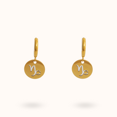 Zodiac Earrings Capricorn Gold