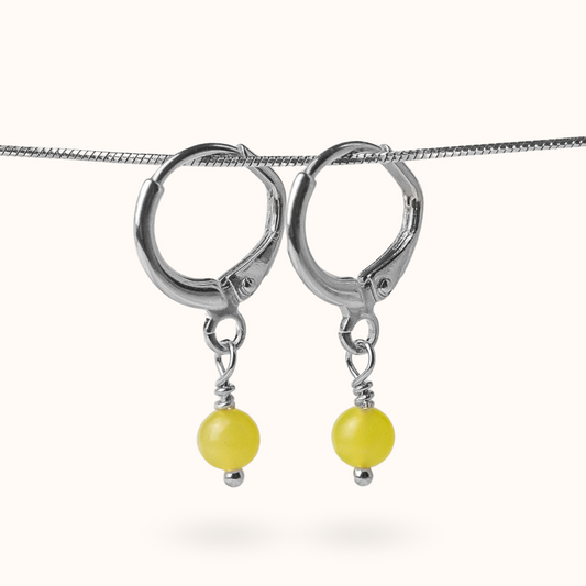 Fine Line Oorbellen Citrin Ball (Success) Zilver