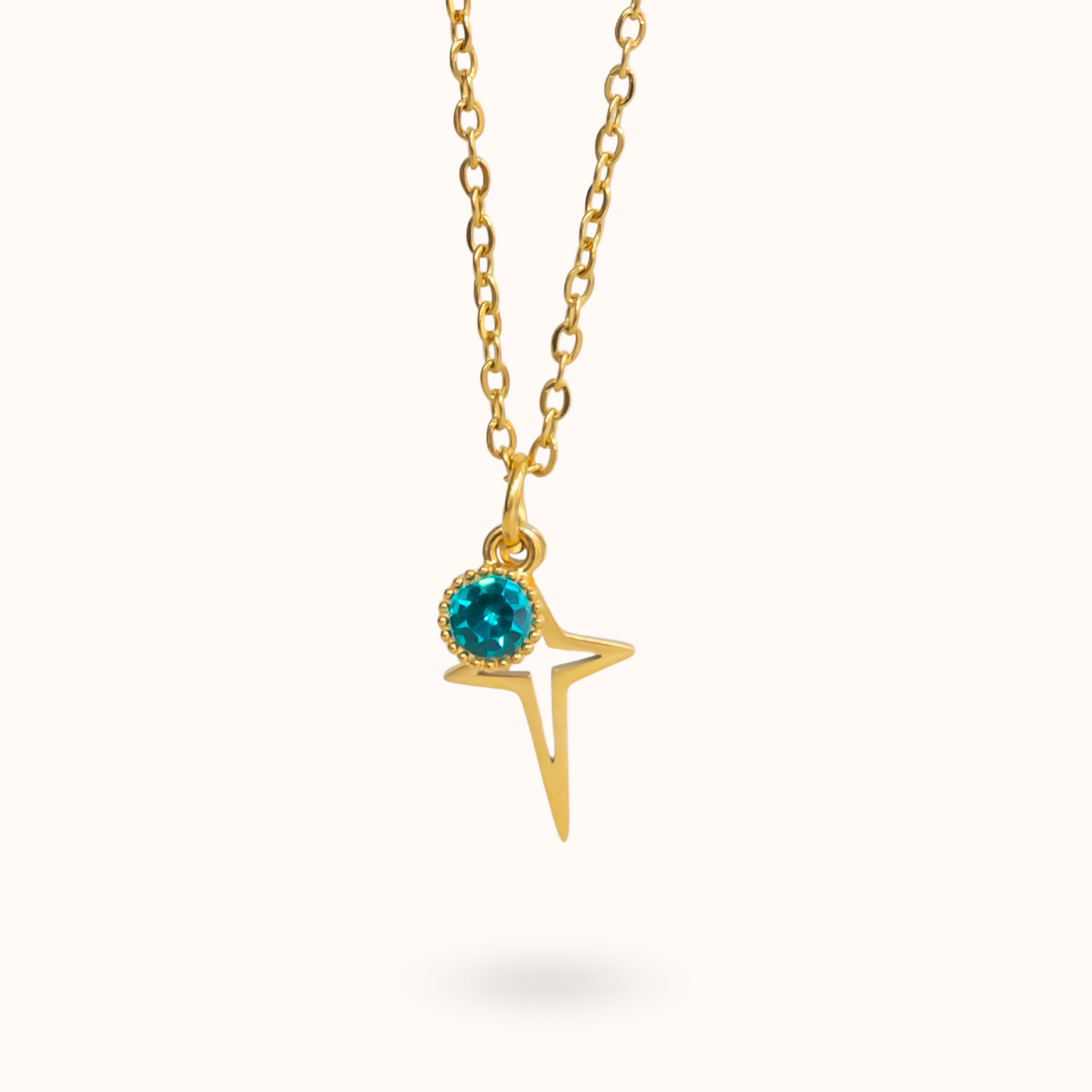 Star Birthstone Necklace Gold