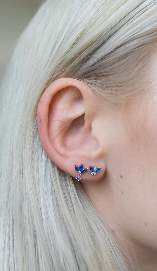 Blue Butterfly Stud