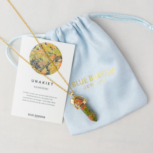Ketting Pendant Unakite (kalmerend) Zilver