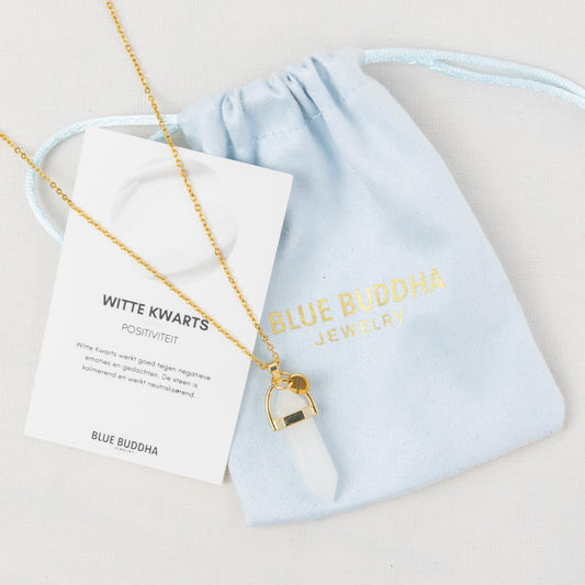 Ketting Pendant Witte Kwarts (Positiviteit) Goud