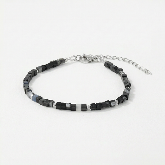 Schwarzes Achat Armband Silber