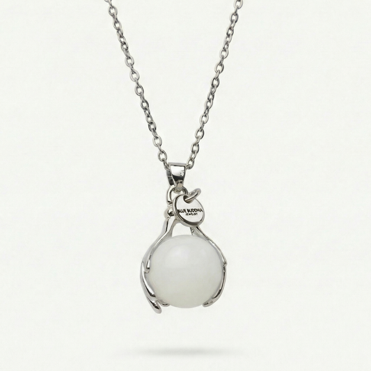 Witte Kwarts Embrace Ketting Zilver