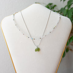 Gemstone Necklace Raw Peridot (Change) Stone Silver