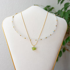 Gemstone Necklace Raw Peridot (Change) Stone Gold