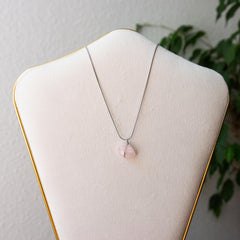 Gemstone Necklace Raw Rose Quartz (Love) Stone Silver