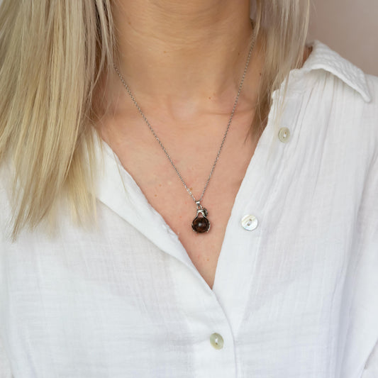 Mahonie Obsidiaan Embrace Ketting Zilver