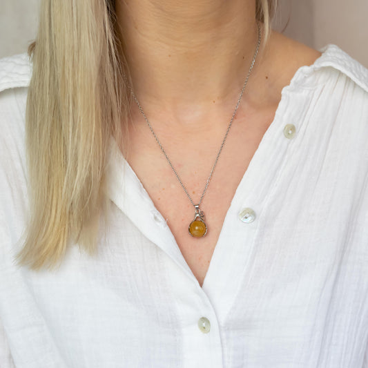 Gele Jade Embrace Ketting Zilver