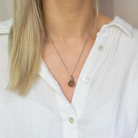 Grey Moonstone Embrace Necklace Silver