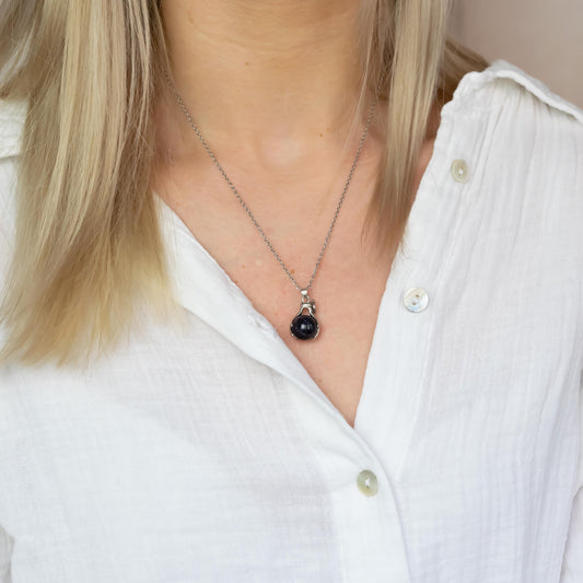 Blauw Zand Embrace Ketting Zilver