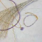 Amethyst Raw Stone Necklace Gold